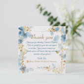 Elegante Floral Dusty Blue doop Bedankkaart (Staand voorkant)