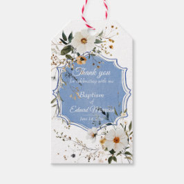 Elegante Floral Dusty Blue doop Cadeaulabel