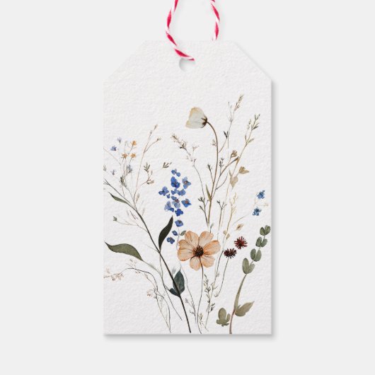 Elegante Floral Dusty Blue doop Cadeaulabel (Achterkant)