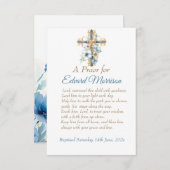 Elegante Floral Dusty Blue doop Informatiekaartje (Voorkant / Achterkant)