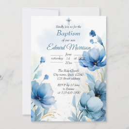 Elegante Floral Dusty Blue doop Kaart
