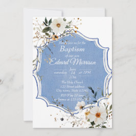 Elegante Floral Dusty Blue doop Kaart