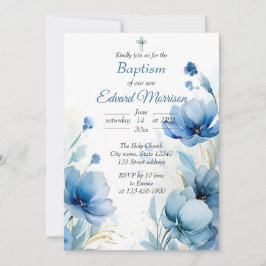 Elegante Floral Dusty Blue doop Kaart