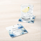 Elegante Floral Dusty Blue doop Kartonnen Onderzetters (Insitu)