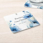 Elegante Floral Dusty Blue doop Kartonnen Onderzetters (Schuin)