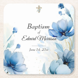 Elegante Floral Dusty Blue doop Kartonnen Onderzetters