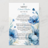 Elegante Floral Dusty Blue doop Menu (Voorkant)