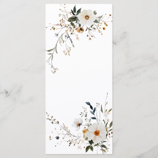 Elegante Floral Dusty Blue doop Menu (Achterkant)