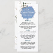 Elegante Floral Dusty Blue doop Menu (Voorkant / Achterkant)