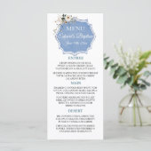 Elegante Floral Dusty Blue doop Menu (Staand voorkant)