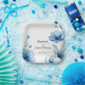 Elegante Floral Dusty Blue doop Papieren Bordje (Feest)