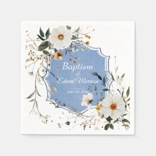 Elegante Floral Dusty Blue doop Servet