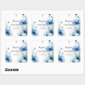 Elegante Floral Dusty Blue doop Vierkante Sticker (Vel)