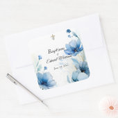 Elegante Floral Dusty Blue doop Vierkante Sticker (Envelop)