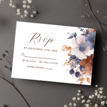 Elegante Floral Dusty Blue Rust Wedding