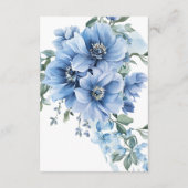 Elegante Floral Dusty Blue Wedding Details Informatiekaartje (Achterkant)