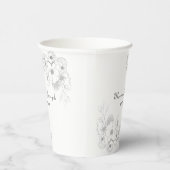 Elegante Floral Dusty Blue Wedding Paper Cups Papieren Bekers (Rechts)