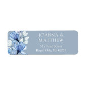 Elegante Floral Dusty Blue Wedding Retouradres Etiket (Voorkant)