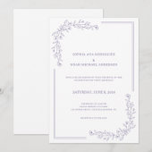 Elegante Floral Dusty Lila Huwelijksuitnodiging Kaart (Voorkant / Achterkant)