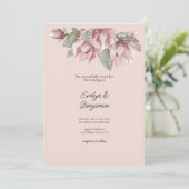 Elegante Floral Dusty Roos Blush Wedding Kaart (Staand voorkant)