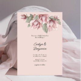 Elegante Floral Dusty Roos Blush Wedding Kaart