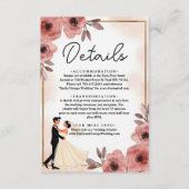 Elegante Floral Dusty Roos bruid en bruidegom brui Informatiekaartje (Voorkant)