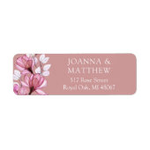 Elegante Floral Dusty Roos Wedding Return Adres Etiket (Voorkant)