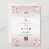 Elegante Floral Dusty Roze bruiloft alles in één Kaart (Achterkant)