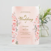 Elegante Floral Dusty Roze bruiloft Kaart (Staand voorkant)