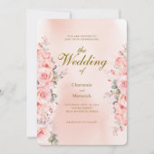 Elegante Floral Dusty Roze bruiloft Kaart (Voorkant)