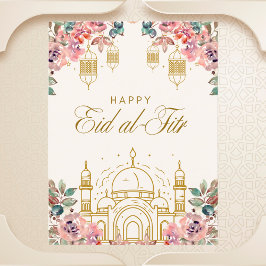 Elegante Floral Eid al-Fitr Groet Briefkaart