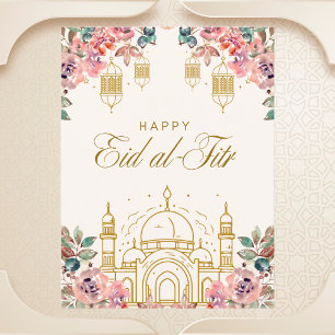 Elegante Floral Eid al-Fitr Groet Briefkaart