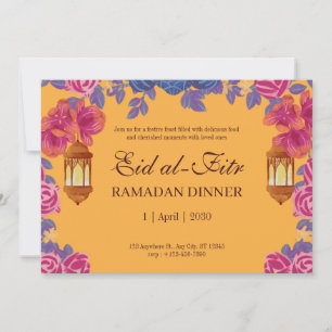 Elegante Floral Eid al-Fitr Uitnodiging met Lantaa