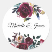 Elegante Floral en Tropical Wedding Envelope Seals Ronde Sticker (Voorkant)