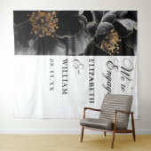 Elegante Floral Engagement Party Foto Achtergrond Wandkleed (In Situ (horizontaal))