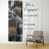 Elegante Floral Engagement Party Foto Achtergrond Wandkleed (In situ)