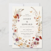 Elegante Floral Fall Wedding Boho Kaart (Voorkant)