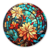 Elegante floral faux gebrandschilderd glas keramische knop (Voorkant)