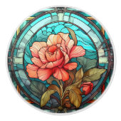 Elegante floral faux gebrandschilderd glas keramische knop (Voorkant)