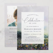 Elegante Floral Field Viering van het Leven Kaart (Voorkant / Achterkant)