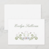 Elegante Floral Flat Place Card (Voorkant / Achterkant)