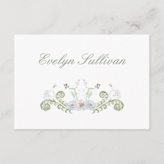 Elegante Floral Flat Place Card (Voorkant)