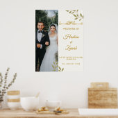 Elegante Floral Foto Islamitische Moslim Bruiloft  Poster (Keuken)