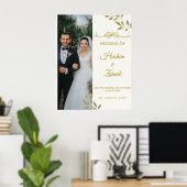 Elegante Floral Foto Islamitische Moslim Bruiloft  Poster (Thuiskantoor)