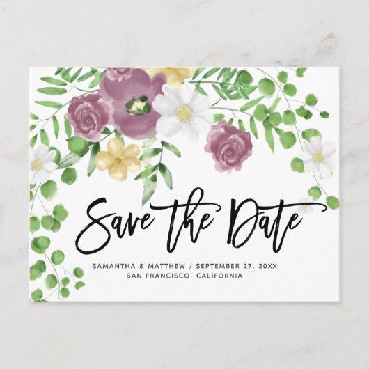 Elegante Floral Garden Spring Wedding Save the Dat Briefkaart (Voorkant)