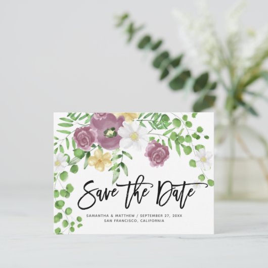 Elegante Floral Garden Spring Wedding Save the Dat Briefkaart (Staand voorkant)