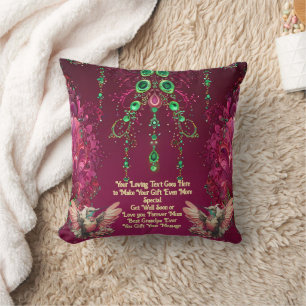 Elegante Floral Gem Backing Hummingbird Kussen