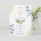 Elegante Floral Geometrische bruiloft uitnodiging (Staand voorkant)