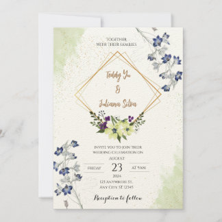 Elegante Floral Geometrische bruiloft uitnodiging