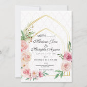 Elegante Floral Gold Arch Moslim bruiloft Kaart (Voorkant)